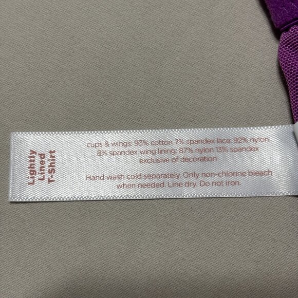 Cacique 46DDD Lightly Lined Front Closure T-Shirt Bra‎ Purple Lace Racerback - Picture 11 of 11